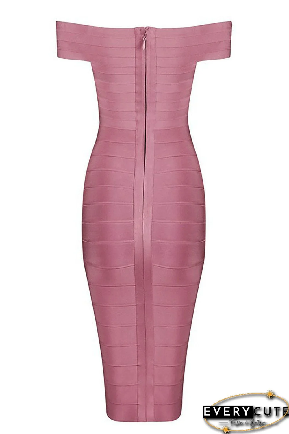 Pink Off-the-shoulder Short Bandage Dress