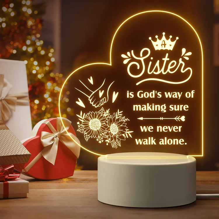 To My Sister - Heart Night Light LED Lamp Bedroom Decoration For Sister