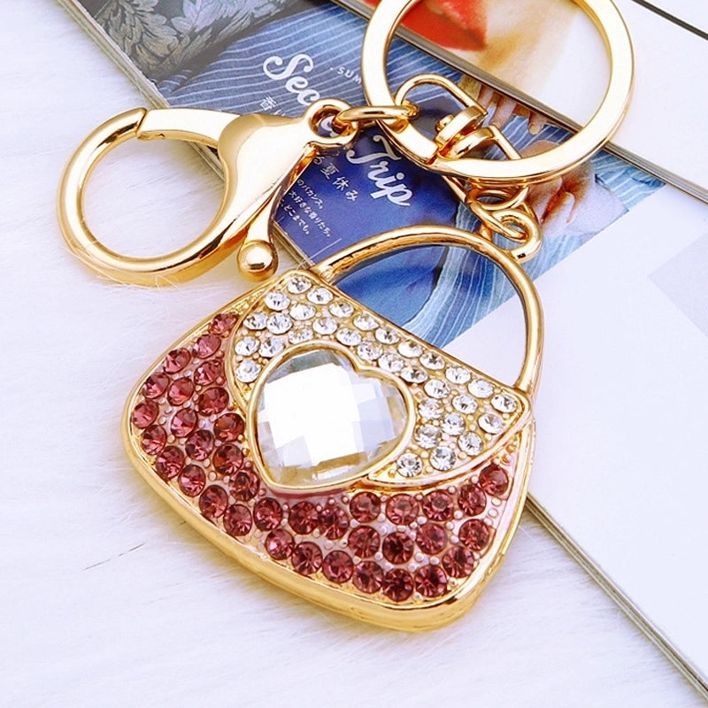 Elegant Korean Style Bag Metal Inlay Rhinestones Women’s Bag Pendant Keychain