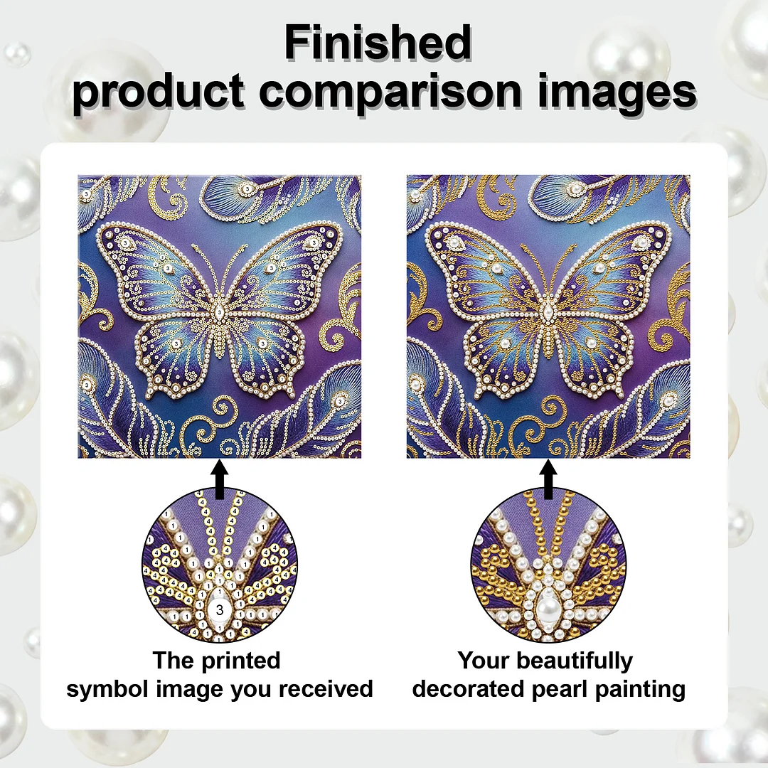 Butterfly - DIY Pearl Diamond Art Kit With Frame 25*25cm
