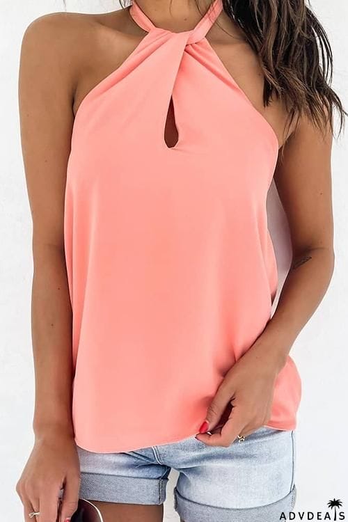 Solid Halter Neck Blouse