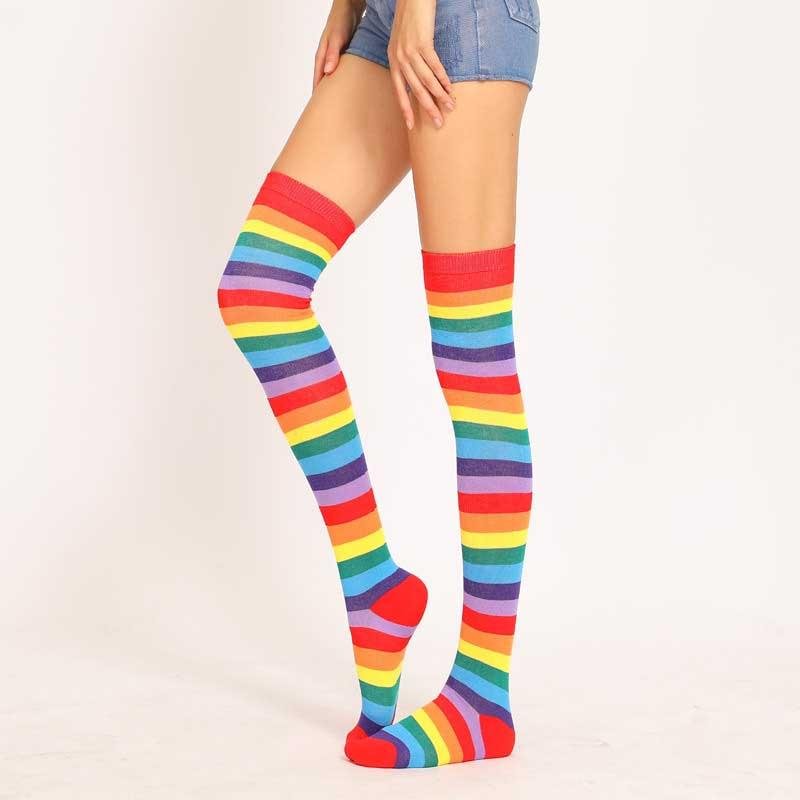 Rainbow Stripe Knee Socks
