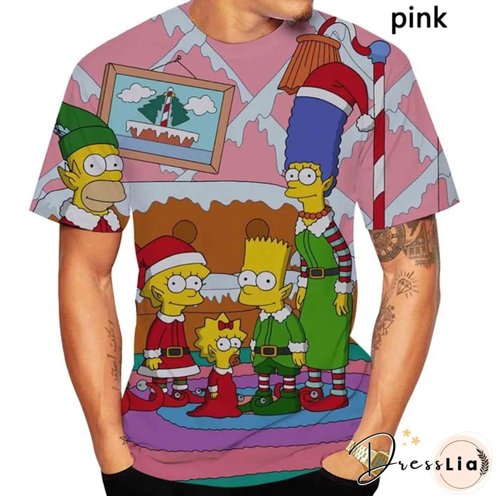 New Fashion 3D Print the Simpsons Cool T-shirt Men/women Short Sleeve Unisex Round Neck Tees