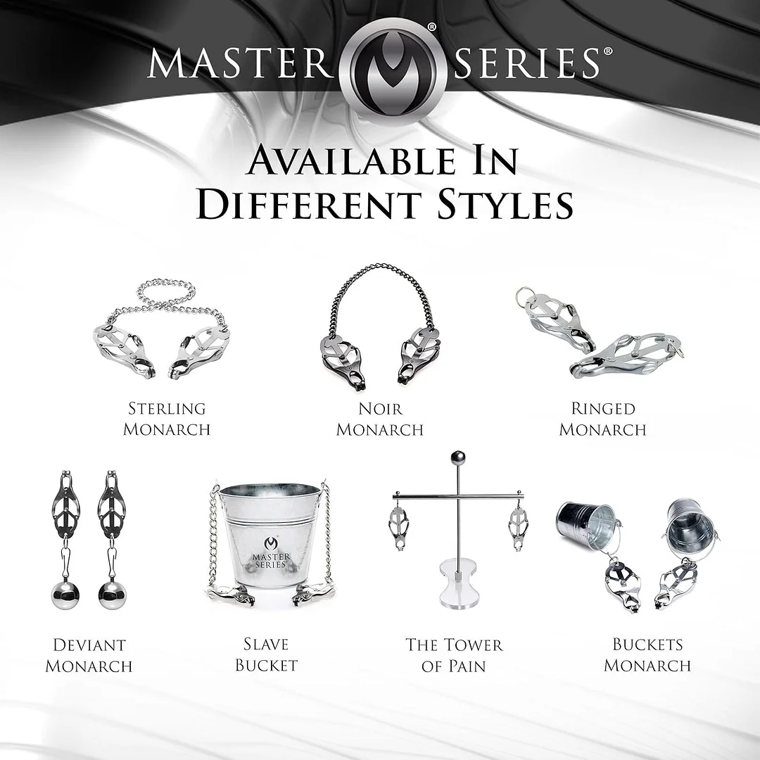 Noirclasp - Nipple Clamps With Chain Textured Rubber Padded Tips