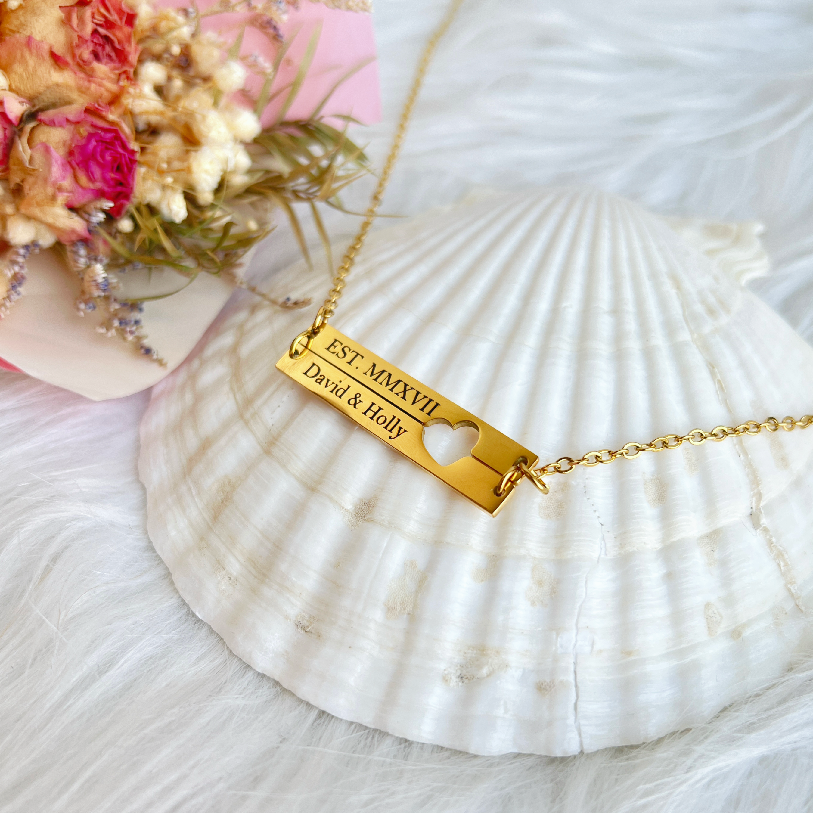 Loveyoufancy LoveYouFancy Engraved Double Bar Necklace