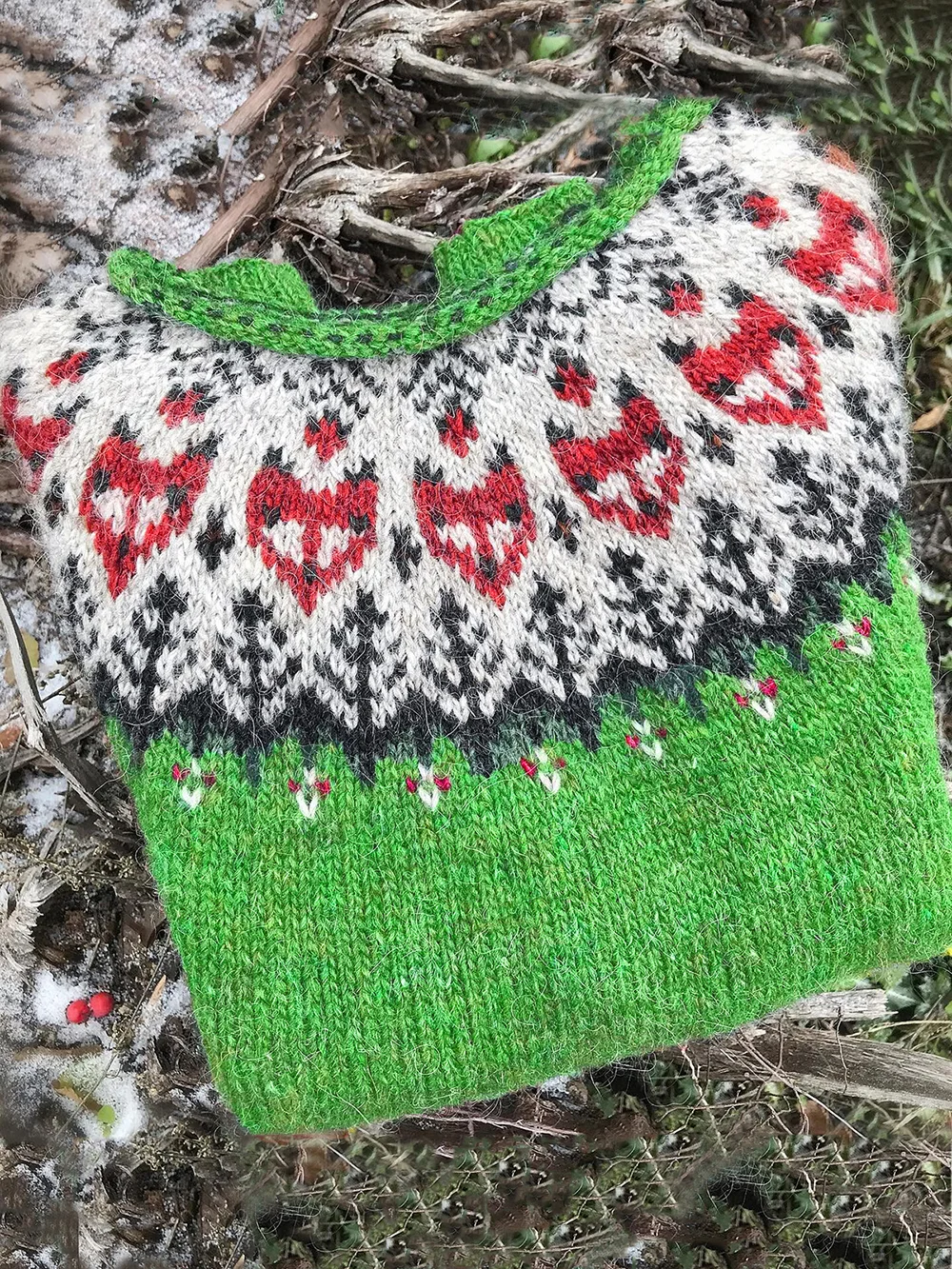 Vintage Fox Head Print Crew Neck Sweater