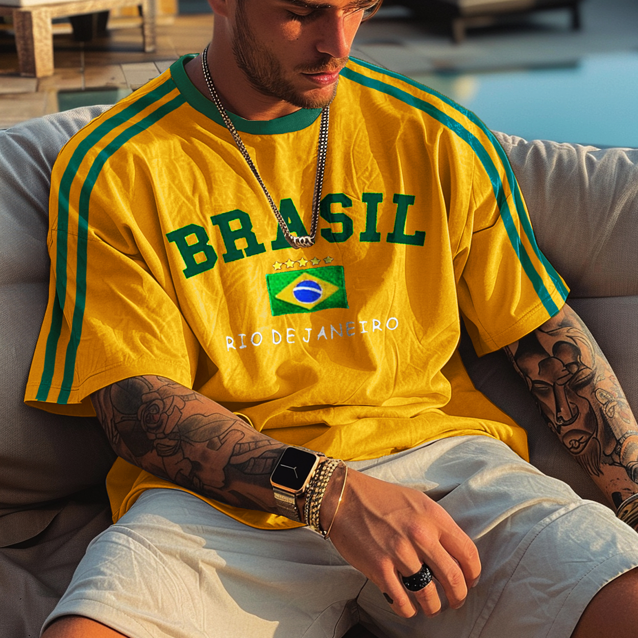 Unisex Retro Brazilian Football Oversized T-Shirt