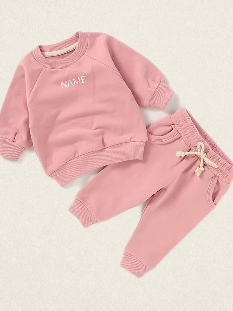 Embroidery Jogger Set- Dusty Pink