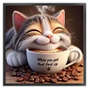 Winter Coffee Cat-11CT Stamped Cross Stitch 50*50cm/19.69*19.69in