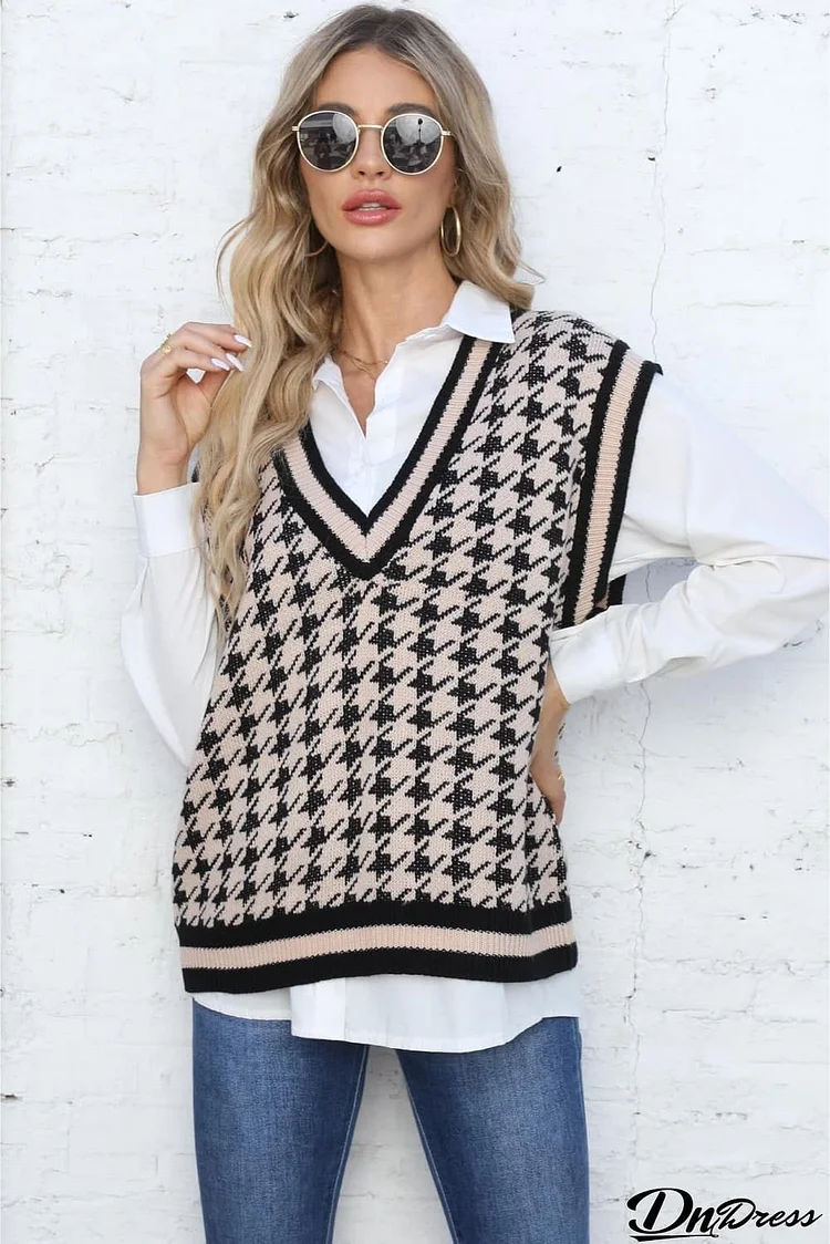 Ribbed V-Neck Sleeveless Sweater