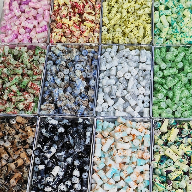 50 PCS/Package 4*8mm 6 * 12mm Glass Bamboo Beads