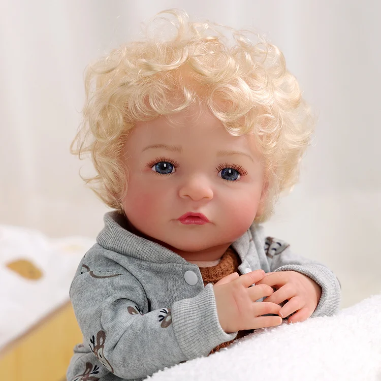 Babeside Simone 20" Realistic Reborn Baby Doll Infant Chubby Cheek Face Blonde Curly Hair Boy