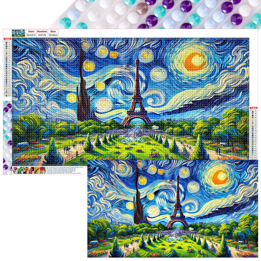 Eiffel Tower At Starry Night 70*40cm(canvas) full round drill diamond painting