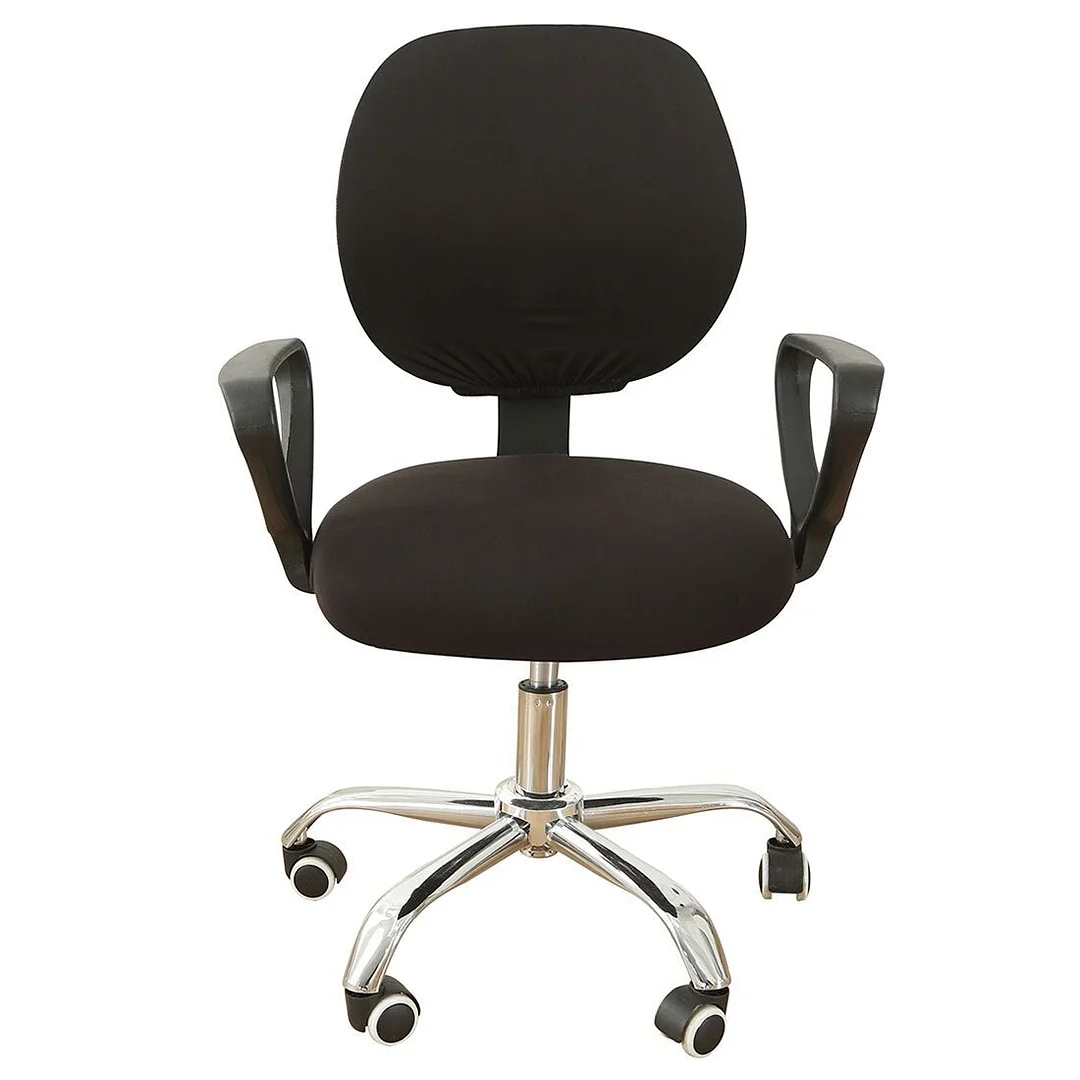 2-piece Split Office Chair Covers Elastic Stretch Computer Chair Covers Universal Solid color Seat Cover Office Chair Dustcover