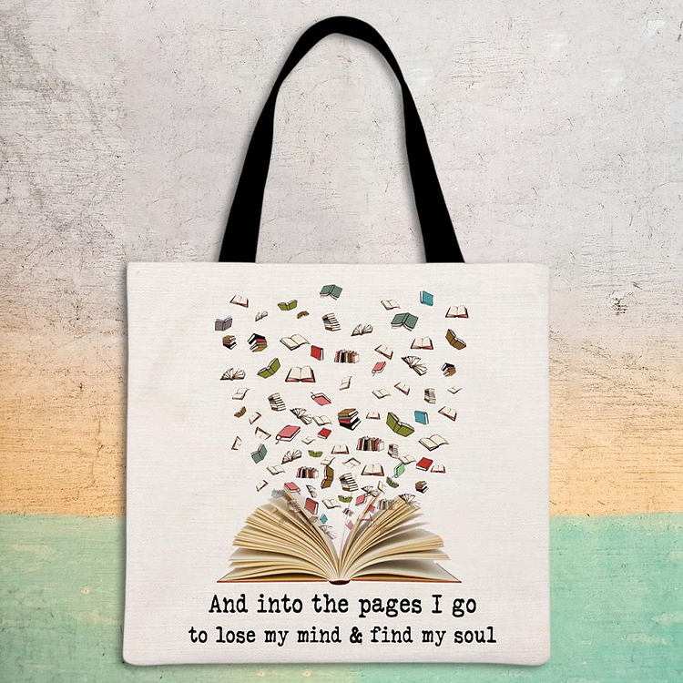 And Into The Pages Book lover Printed Linen Bag