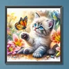 Papillon chat-perceuse ronde peinture diamant-30*30cm