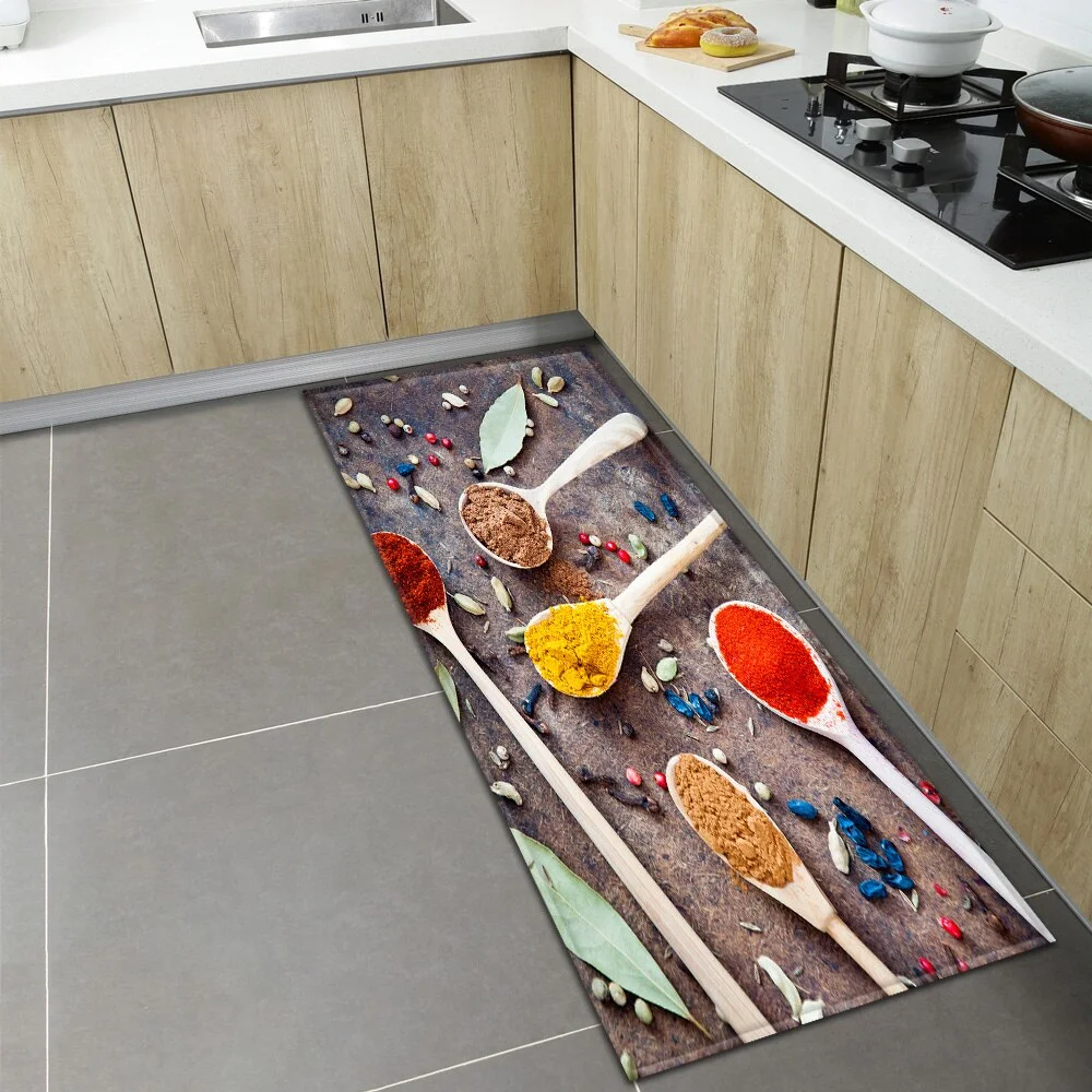 Spices Kitchen Mat Home Entrance Doormat Hallway Balcony Bathroom Anti-Slip Rug Bedroom Living Room Floor Decoration Long Carpet