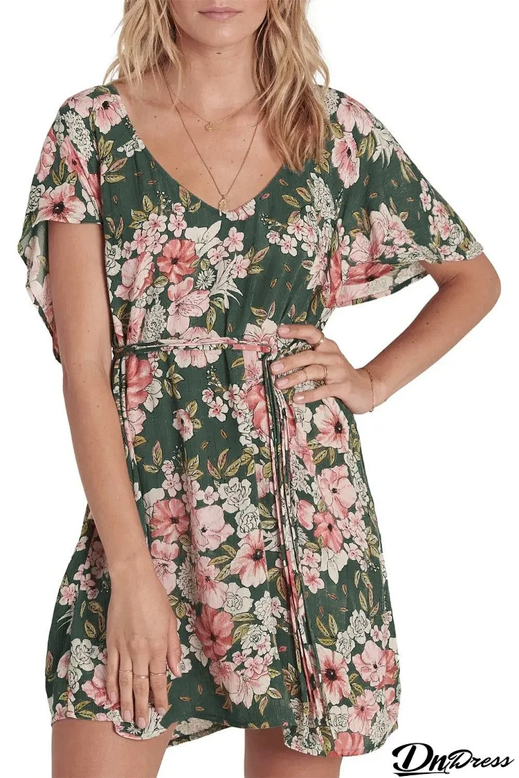 Hollow-out Back Floral Dress