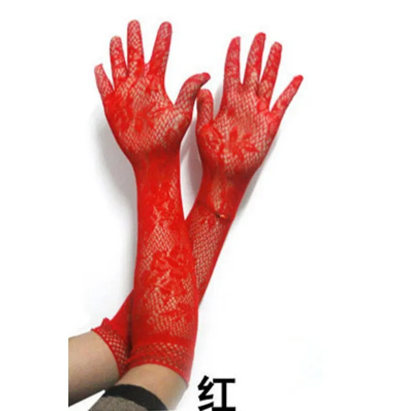 Churchf Sexy Transparent Lace Super Elastic Gloves Bride Nurse Maid Sex Lingerie Tempting Suit