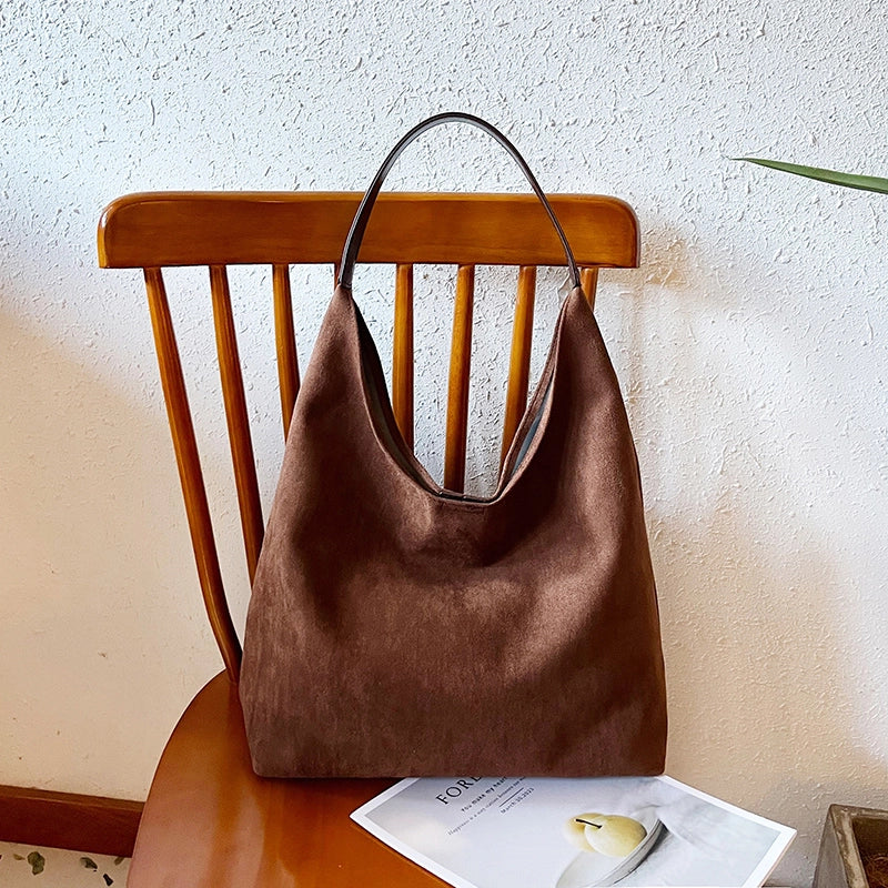 Women’s Suede Solid Color Streetwear Square Magnetic Buckle Shoulder Bag