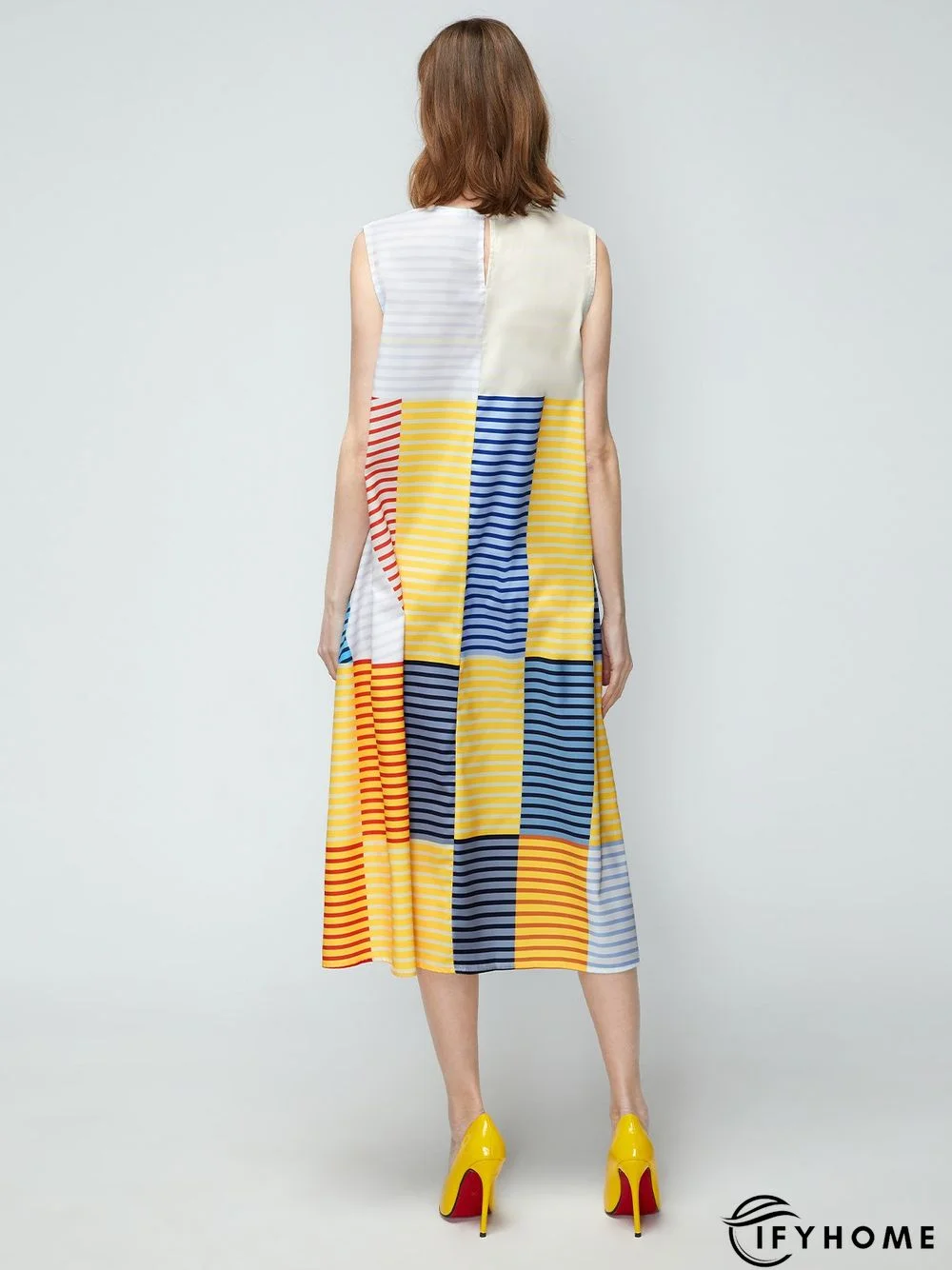 Summer Crew Neck A-line Plain Elegant Sleeveless Woven Daily Dresses | IFYHOME