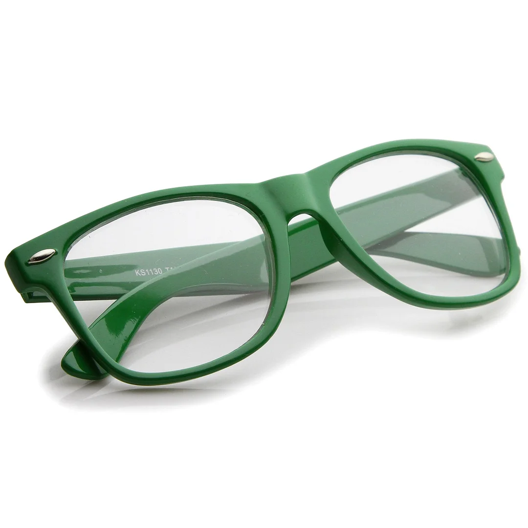 Retro Wide Temple Clear Lens Horn Rimmed Eyeglasses 54mm