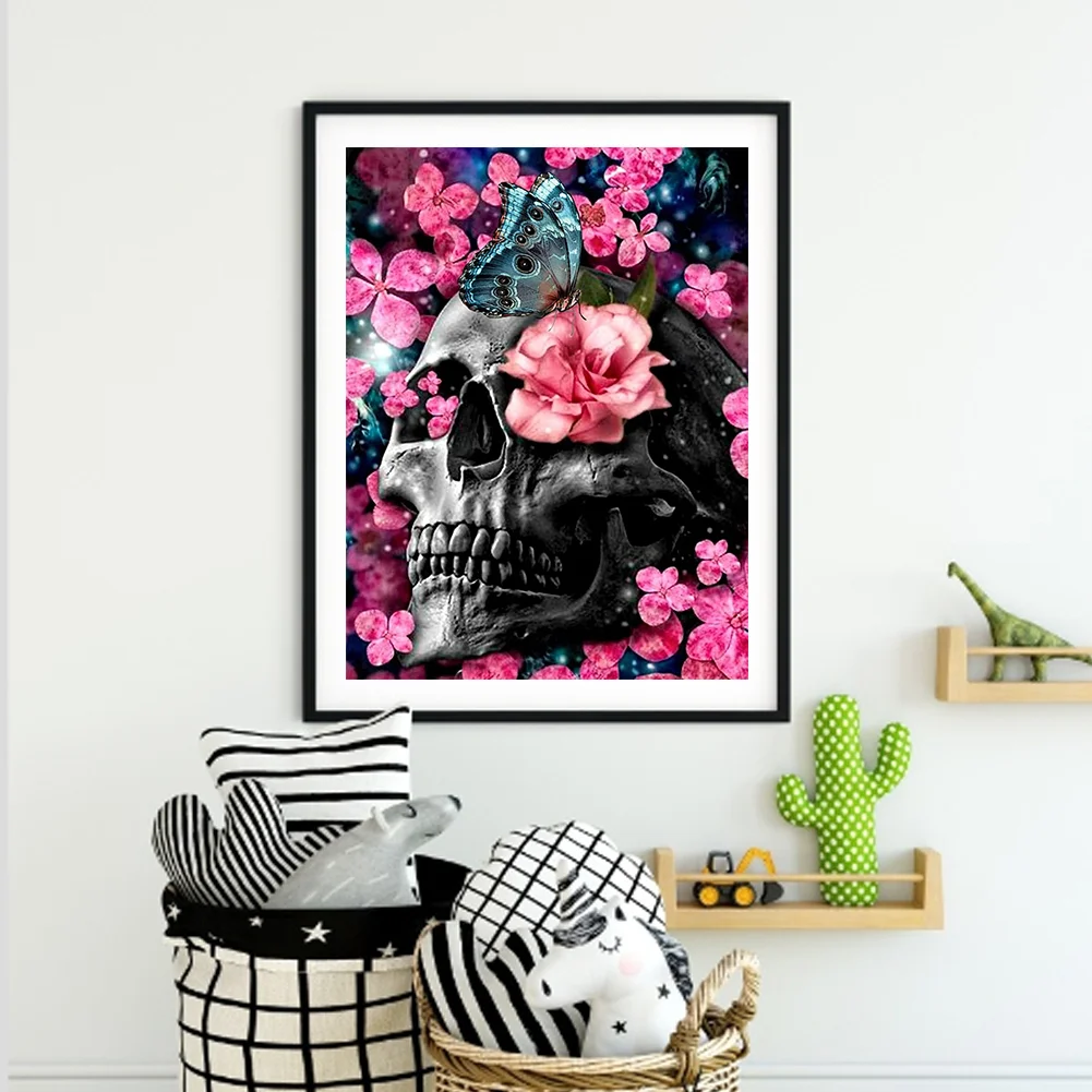5D Diamond Painting Kit DIY Skull Flower Full Round Drill Picture (HJ613)