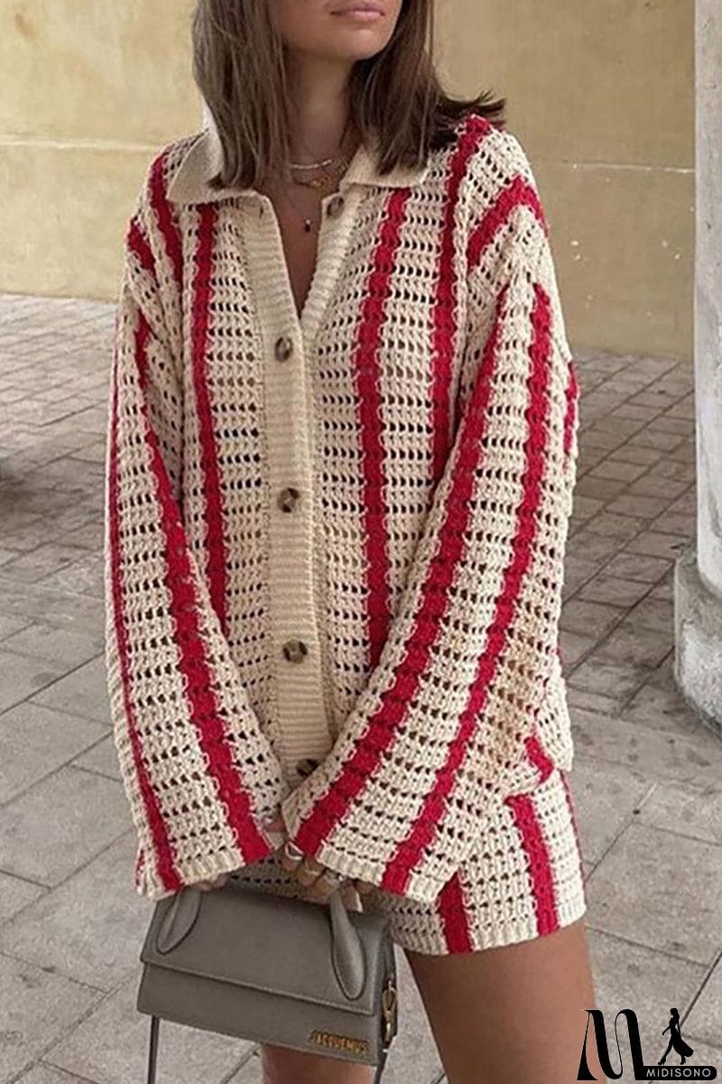 MidiSono - Head In The Clouds Crochet Cardigan Short Set