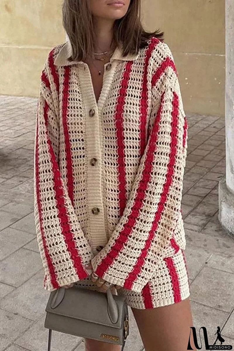 MidiSono - Head In The Clouds Crochet Cardigan Short Set