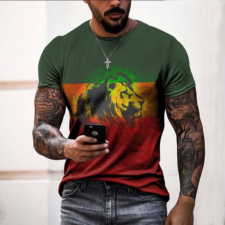 Reggae Lion Men's Casual Short Sleeve T-Shirt