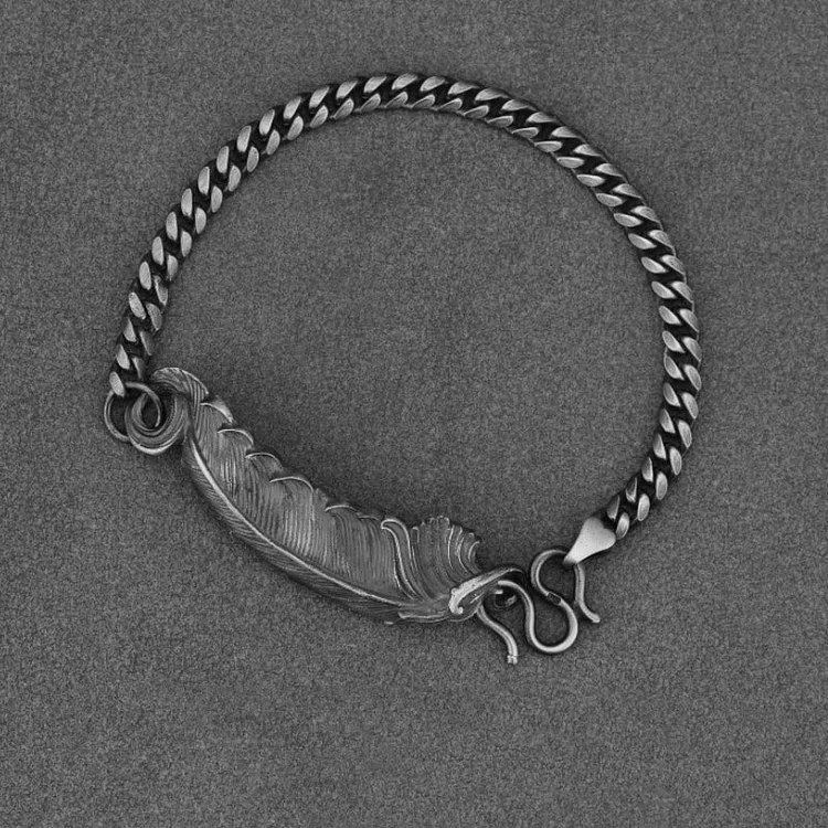 Coutureaura 999 Sterling Silver Feather Bracelet