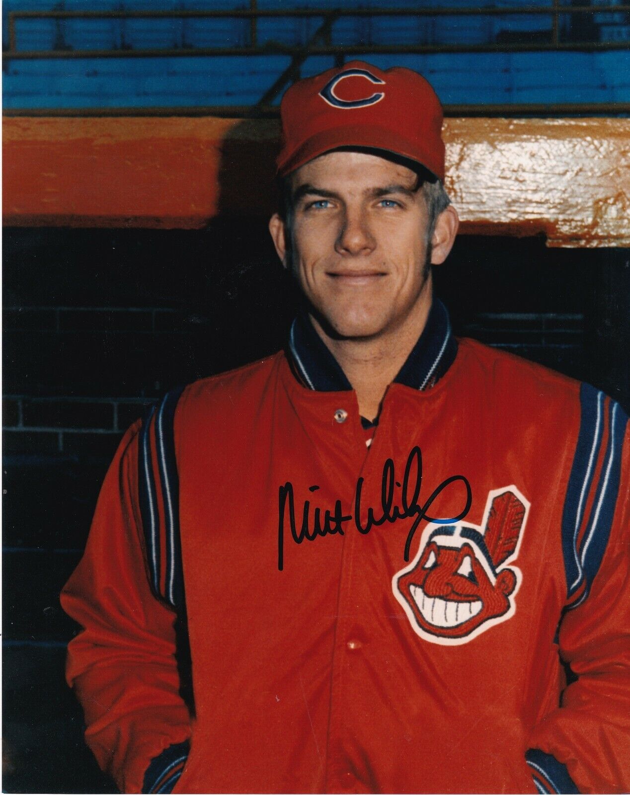 MILT WILCOX CLEVELAND INDIANS ACTION SIGNED 8x10