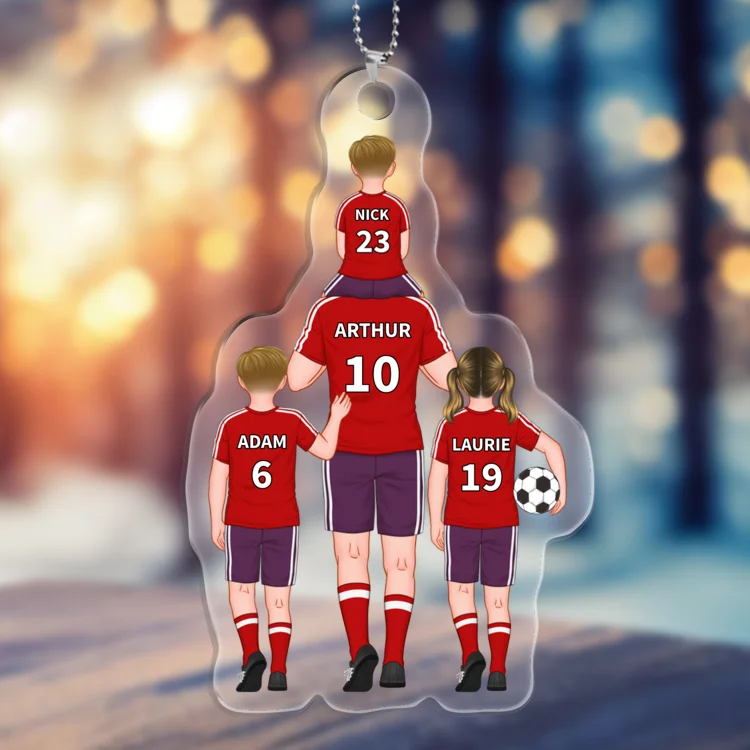 Portachiavi/Pendente acrilico da calcio con 2-4 nomi personalizzati Regali per la festa del papà | Jessemade