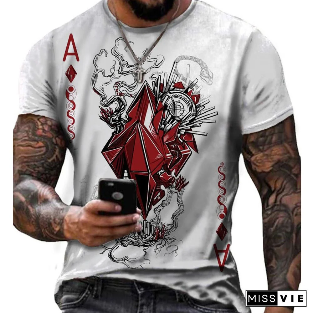 Poker Spades AT-shirt Men's Personality Leisure Street Sports Short Sleeve