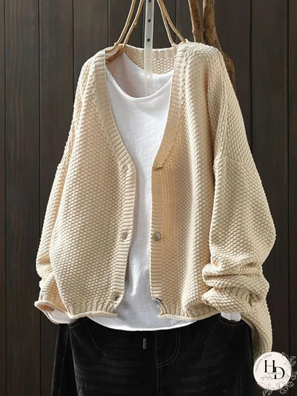 Women's Cotton Loose Art Casual Button Knit Sweater Jacket