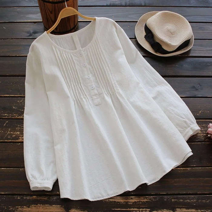 Women's Loose Cotton Linen Long Sleeved Shirt