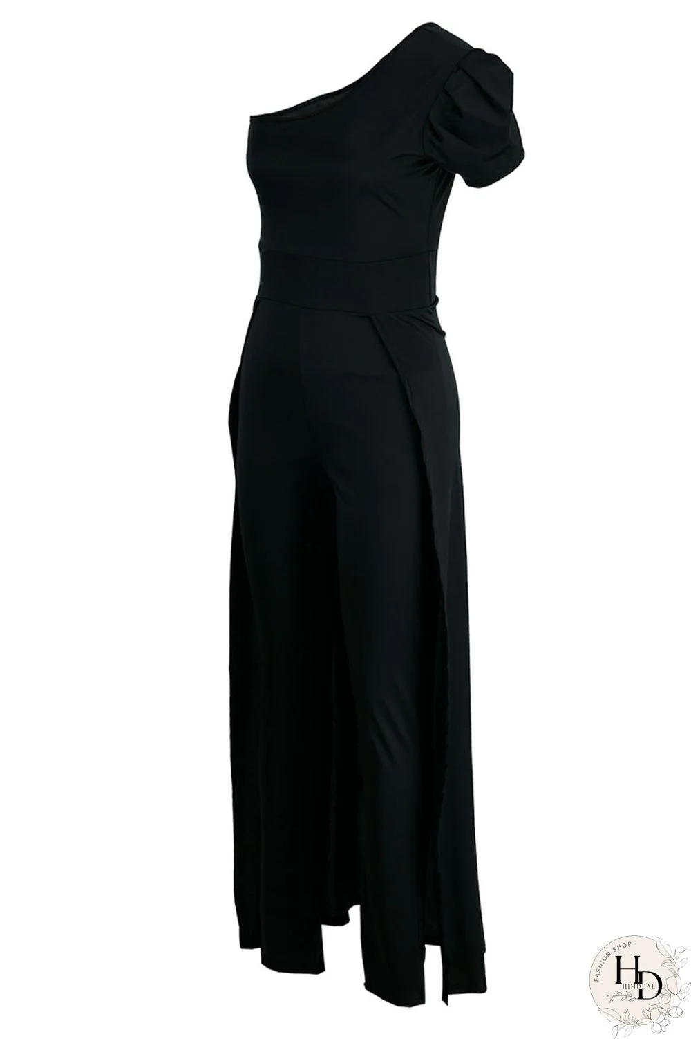 Tangerine Casual Solid Patchwork Asymmetrical Oblique Collar Skinny Jumpsuits