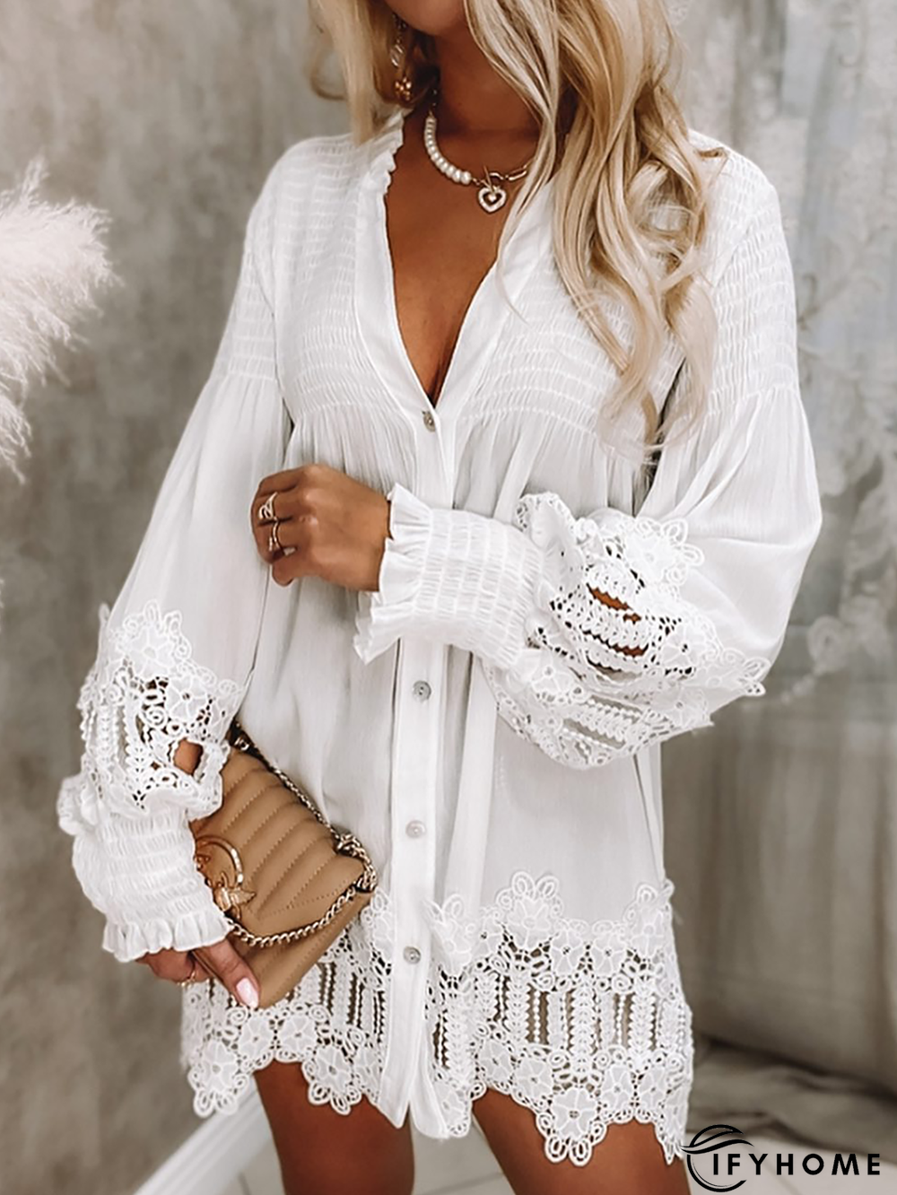 Plain Vacation Loose Lace Dress | IFYHOME