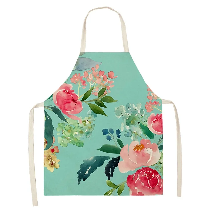Linen Kitchen Apron - Flower letclo 