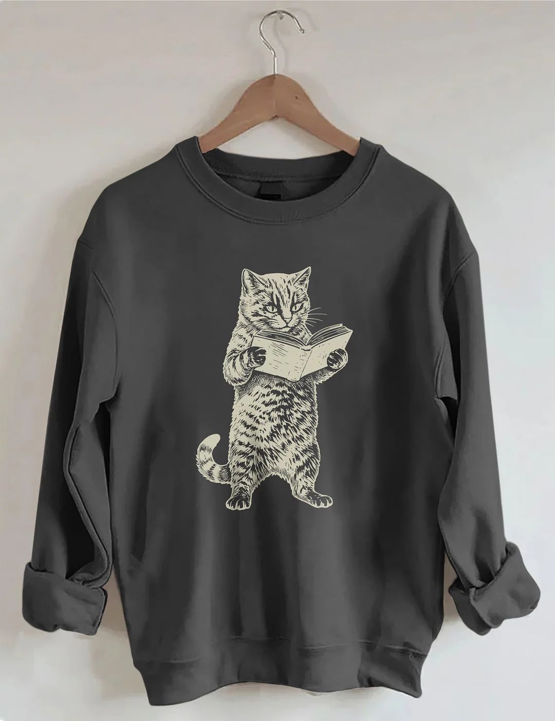 Cat Reading Book Lover Sweatshirt