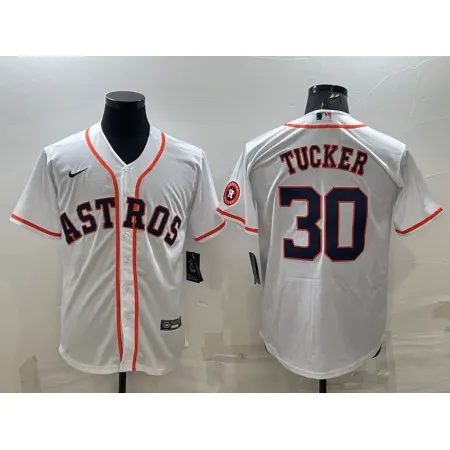 Men's Houston Astros #30 Kyle Tucker White With Patch Cool Base Stitched Jersey P8S6