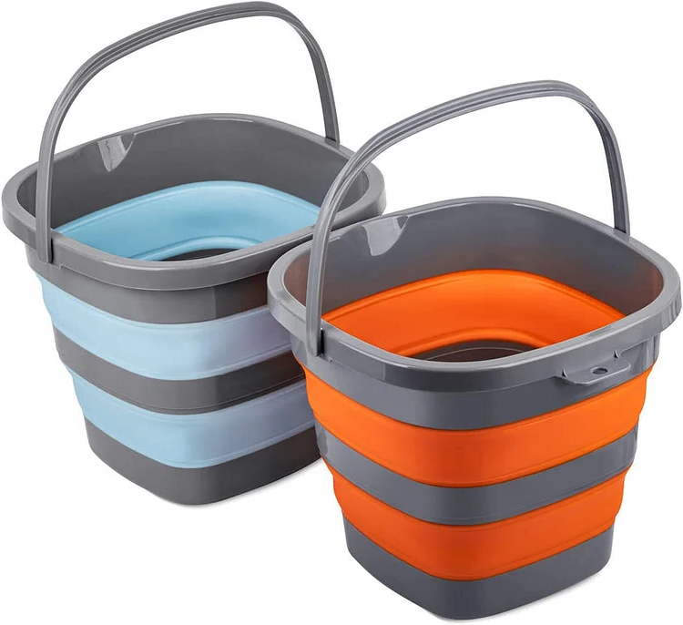 Foldable Plastic Bucket with 2.6 Gallon (10L) Each, (2 Pack)