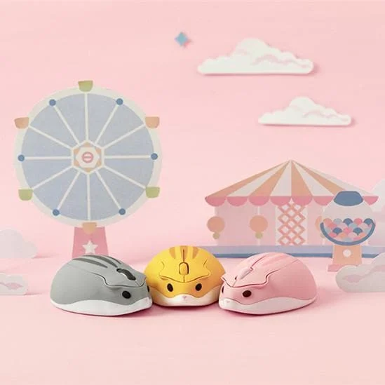 Pink/Yellow/Grey Kawaii Hamster Wireless Mouse SP14008
