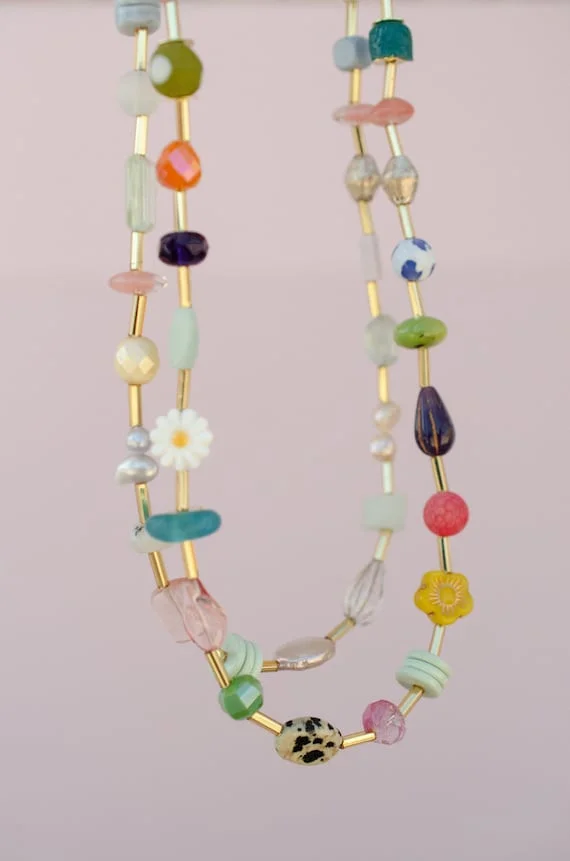 Colorful Beaded Necklace Crystal
