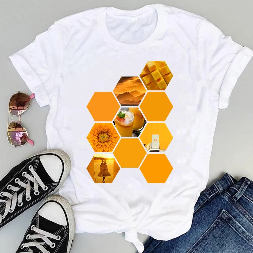 Women Tees Striped Lovely 90s Fashion Short Sleeve Tshirts Cartoon Print Summer Female Regular Clothes Tops Graphic T-Shirt