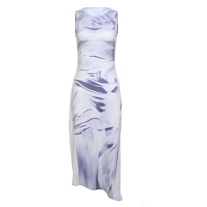 Brownm Brownm Women's 2023 New Fashion Personality 3D Print Sleeveless Sleeve Slim Slim Dress