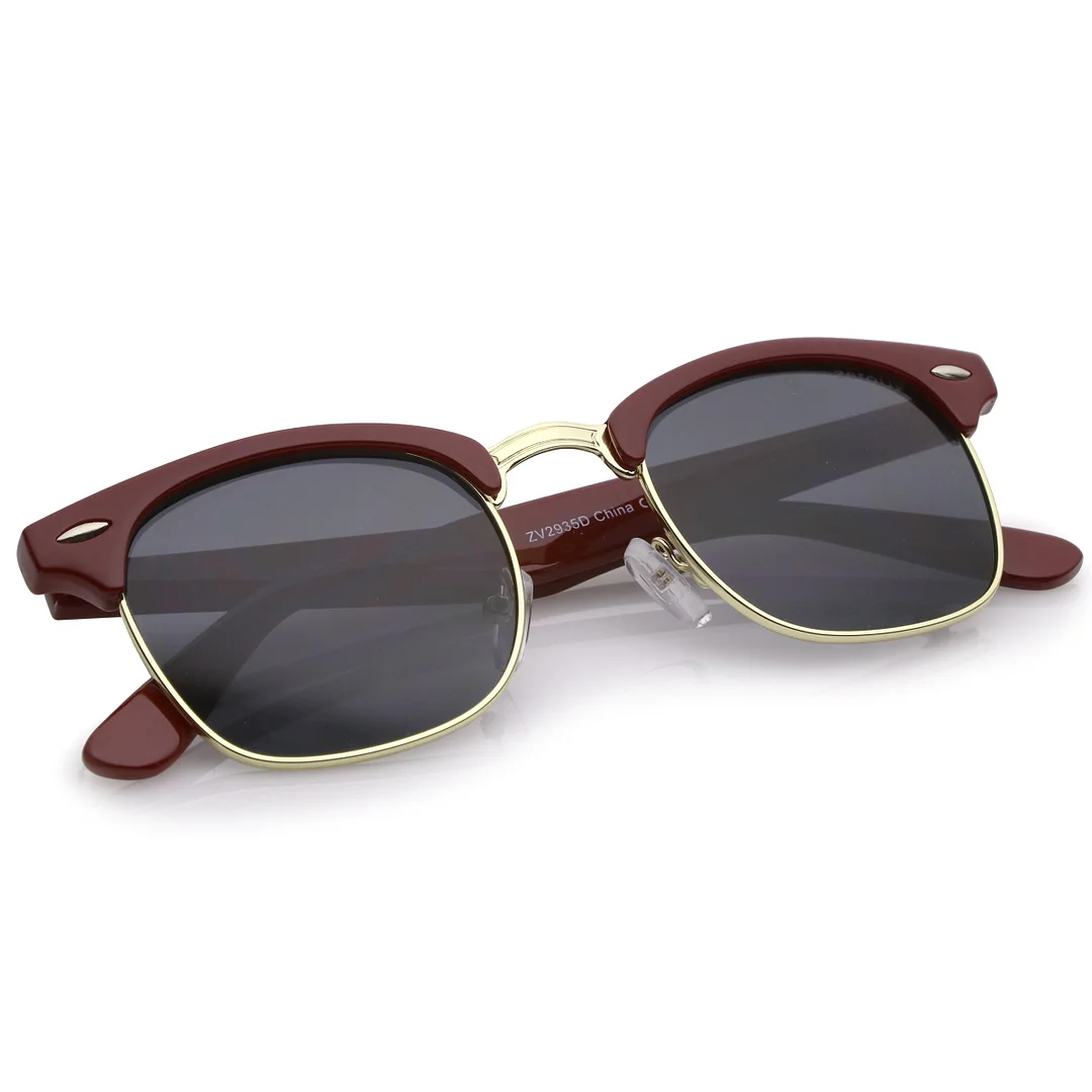 Premium Half Frame Metal Rivets Horn Rimmed glasses 50mm