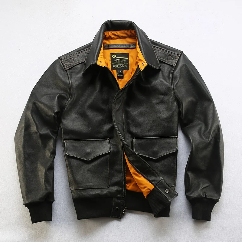 American A2 Top Grain Leather Flight Jacket for Men
