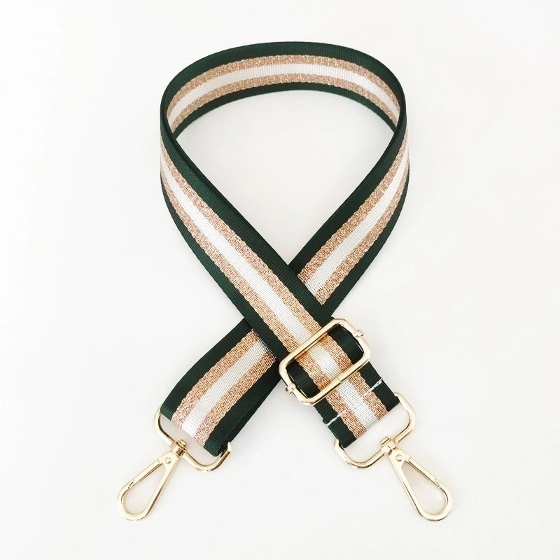 New Colorful Nylon Wide Shoulder Strap Bright Gold Thread Purse Accessories Strap Adjustable Shoulder Crossbody Replacement Long Strap