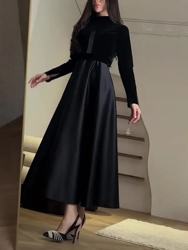 Sleeveless Mock Neck Print Maxi A-Line Dress